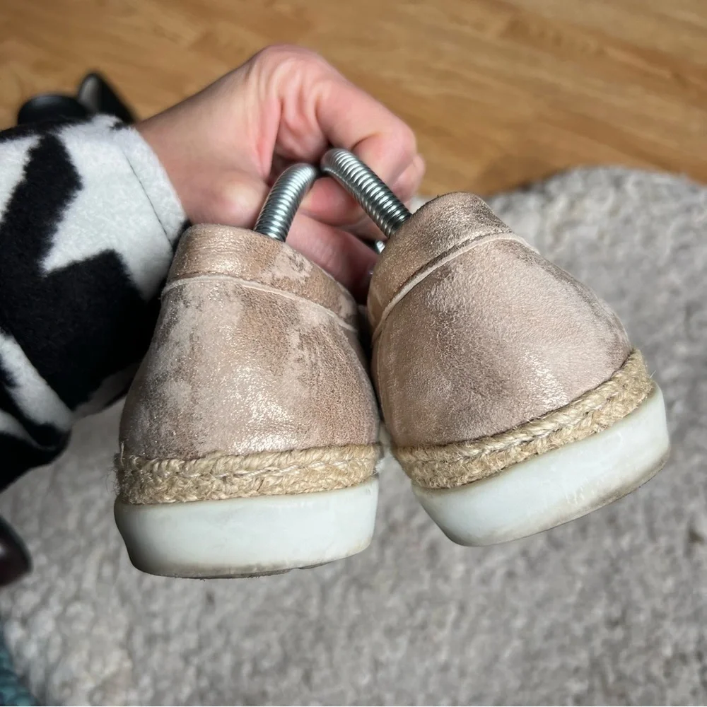 Umberto Raffini: Contemporary Slip On Metallic Gold Leather Espadrille Sneakers